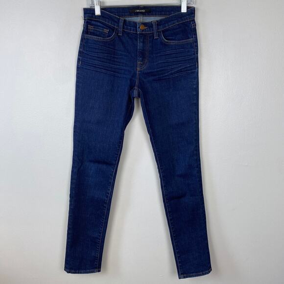 J Brand Mid Rise Skinny Jeans Daphne‎ Indigo Dark Wash Denim Cotton Size 28 - Picture 1 of 11